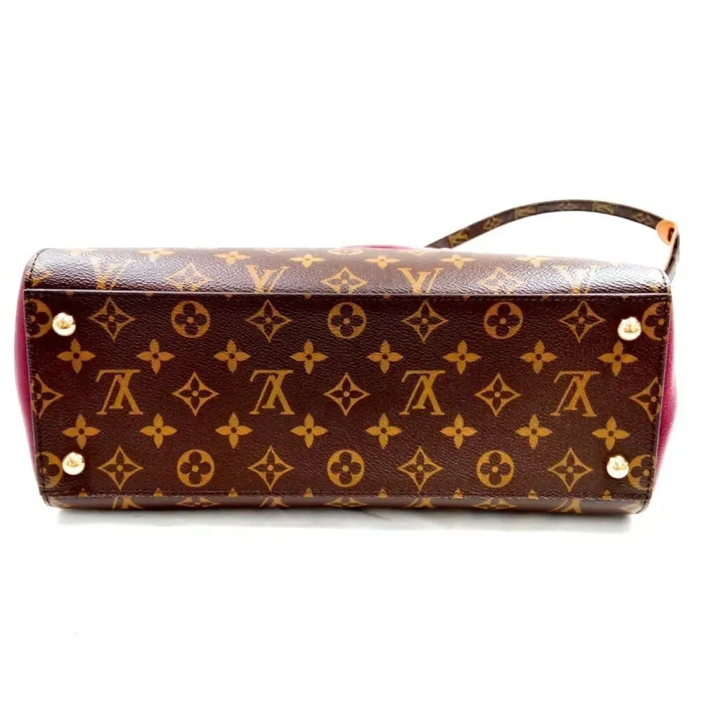 Auth Louis Vuitton Brown Maroon LV Florine Monogram 2way Satchel